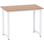 HOMCOM Computer Desk, Writing Table, 100 x 60 x 76cm Workstation for Home Office, Study with Metal Frame, Simple Assembly, White