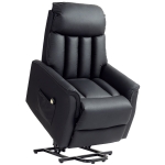 HOMCOM Poltrona Elétrica com Função de Elevação Poltrona para TV Poltrona com Assistência para Levantar Função Reclinável Couro Sintético 80x94x104 cm Preto