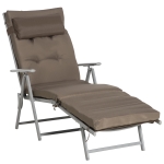 Outsunny Tumbona Plegable de Jardín con Respaldo Ajustable en 7 Posiciones Cojín Cuerpo Entero y Cabeza 137x63,5x100,5 cm Marrón