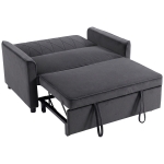 HOMCOM 2 Seater Sofa Bed, 3-in-1 Convertible Pull Out Sleeper Sofa with Click-Clack Adjustable Backrest, Dark Grey