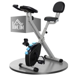 HOMCOM Bicicleta Estática Plegable con Respaldo 8 Niveles de Resistencia Volante Pantalla LCD Pulsómetro y Sillín Ajustable