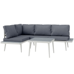 Outsunny Set de mobilier de grădină cu 2 canapele cu perne, spătar reglabil în 5 poziții și măsuță cu efect de lemn, gri