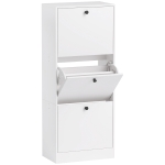 HOMCOM Schuhschrank, Schuhregal, 3 Klappfächer, verstellbar, Spanplatte, Weiß
