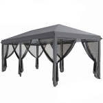 Outsunny 6 x 3m Pop Up Gazebo - Outdoor Canopy Shelter, Marquee Party Wedding Tent with 6 Mesh Walls and Carry Bag, Grey