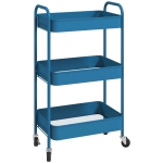 HOMCOM Desserte chariot de rangement en acier chariot de service à roulettes 3 plateaux ajourés 45 x 30,6 x 79 cm bleu foncé