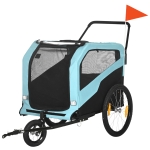 PawHut Remorcă pentru bicicletă pentru câini, max. 30kg, cu 2 intrări și buzunare de depozitare, din oțel și material Oxford, albastră