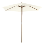 Outsunny Ombrellone da Giardino 2.5x2.3 m a 6 Stecche, in Legno e Poliestere, Bianco Crema