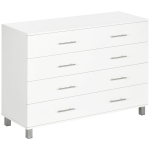 HOMCOM Cómoda con 4 Cajones de Dormitorio con Patas Cajonera de Estilo Moderno para Salón Entrada 112x38,2x81 cm Blanco