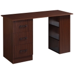 HOMCOM Bureau d'ordinateur réversible, table informatique avec 3 tiroirs et 3 étagères ouvertes, 120 x 49 x 72 cm, noyer