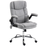 HOMCOM Fauteuil de bureau massant et chauffant, chaise de bureau ergonomique avec hauteur réglable, fonction à bascule, gris