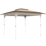 Outsunny Carpa Plegable 3,5x3,5 m Pop-up con Altura Ajustable 3 Niveles Doble Techo Cierre Central y Bolsa UPF50+ Caqui