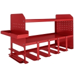 Outsunny Organizador de Herramientas de Jardín Estante de Almacenamiento de Pared de 2 Niveles para Garaje con Bandeja y Ganchos