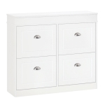 HOMCOM Shoe Cabinet with 4 Flip Drawers Wood Tipping Bucket Narrow Storage Cupboard with Adjustable Shelf Hall Organizer for Entrance Foyer White