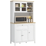 HOMCOM Alacena de Cocina Mueble Auxiliar de Cocina con 5 Puertas Estante Ajustable y Encimera de Microondas 100x40x180cm Blanco