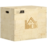 Box jump pliométrie 3 en 1 - Collaboration Aosom.fr x FFHandball - saut musculation fitness 61x51x76cm bois