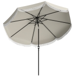 Outsunny Ombrellone da Giardino Rotondo 2.7x2.4 m con Manovella, in Metallo e Poliestere, Grigio Chiaro