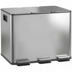HOMCOM Coș de Gunoi cu 3 Compartimente de 20L cu Închidere Silențioasă, din Oțel Inoxidabil și PP, 61.9x36.6x56.7 cm