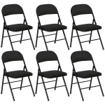 HOMCOM 6er-Set Klappstühle, Tragbare Bürostühle, Stahlbeine, Faltstuhl für Büro, Empfang, Wartezimmer, Leinenoptik Schwarz