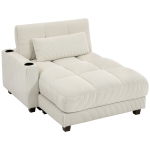 HOMCOM Sofa-Bett mit Kissen, Schaumstoff, zum Bett umwandelbar, Becherhalter,  Cremeweiß
