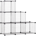 HOMCOM Metallwürfel-Regal, Anpassbarer Würfelschrank für Kleidung, Bücher, Spielzeug, flexibel, 109L x 37B x 109H cm, Schwarz