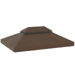 Outsunny Copertura per Gazebo da Giardino 3x4 m a 2 Livelli in Tessuto Oxford 600D con Fori di Drenaggio, Caffè