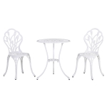 Outsunny Set da Giardino 3 Pezzi in Alluminio con 2 Sedie 42.5x47.5x89 cm e Tavolino Rotondo Ø60x67 cm, Bianco