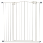 PawHut Pressure Fit Dog Stair Gate No Drilling Safety Gate Auto Close for Doorways, Hallways, 74-94cm Adjustable, 94cm Tall, White