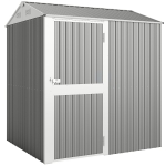 Outsunny Casetta da Giardino Alta in Acciaio da 3.51m² con Prese d'Aria e Porta Bloccabile, 209x177x236 cm, Argento