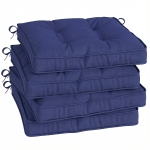 Outsunny Garden Seat Cushion with Ties, 42 x 42cm Replacement Dining Chair Seat Pad, Dark Blue