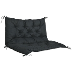 Outsunny 2 Seater Bench Pad, Garden Swing Chair Cushion with Back and Ties, Tufted Style Garden Furniture Window Seat Cushion for Indoor and Outdoor Use, 98 x 100 cm, Black