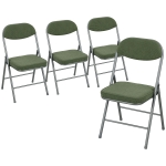 HOMCOM 4er-Set gepolsterte Klappstühle, Faltbare Stühle mit Cordbezug, Rückenlehne, Metallrahmen, Grün