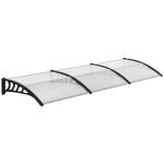 Outsunny Tettoia Moderna in Policarbonato, Alluminio e PP per Balconi, Finestre e Porte, 303x96x27 cm, Nera e Trasparente