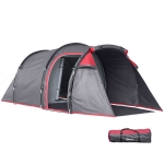 Outsunny 2 Man Tunnel Tent with Sewn-in Groundsheet, Air Vents, Rainfly, 2000mm Large Camping Tent with Bedroom, Porch, Living Area for Camping, Hiking, 426L x 206W x 154H cm, Dark Grey
