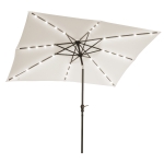 Outsunny Parasol de Terraza Exterior 2,7x2x2,5 m con Techo Inclinable hasta 45° Luces LED Solares y Manivela Blanco Crema