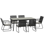 Outsunny 6‑Seater Garden Dining Set with Cushions, Rattan Backrest, Plastic Top, Garden Furniture Set, Grey