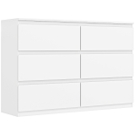 HOMCOM Kommode mit 6 Schubladen, Moderne Aufbewahrungsmöbel für das Schlafzimmer, Weiß