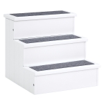 PawHut Scaletta per Cani a 3 Gradini con Tappeto Antiscivolo e Spazio Interno, 40.5x44.5x38cm, Bianco