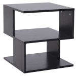 HOMCOM Mesa Auxiliar Cuadrada de 3 Niveles con 3 Estantes Abiertos de Almacenaje para Salón Dormitorio 40x40x43 cm Negro