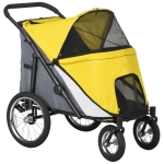 PawHut Foldable Pet Stroller, with Washable Cushion, Storage Bags, Safety Leash, for Medium, Large Dogs, Cats - Yellow
