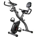 SPORTNOW Bicicleta Estática Plegable con 8 Niveles de Resistencia Volante Pantalla LCD Bluetooth Pulsómetro y Sillín Ajustable