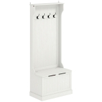 HOMCOM Móvel de Entrada com Cabide, Banco e Arrumação Branco Moderno 71,5x39,5x170 cm