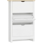 HOMCOM Mueble Zapatero Blanco Armario Zapatero Alto con 3 Cajones Abatibles para 18 Pares de Zapatos 72x26x112 cm Blanco