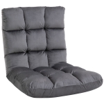 HOMCOM Fauteuil Convertible Fauteuil Paresseux Grand Confort Inclinaison Dossier Multipositions 90°-180° Flanelle Polyester capitonné Gris foncé