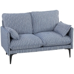 HOMCOM Divano 2 Posti in Tessuto con Braccioli, Imbottitura Spessa e 2 Cuscini, 131x78x83 cm, Blu