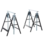 HOMCOM Set 2 Cavalletti da Lavoro Pieghevoli Portata 200 kg, Altezza Regolabili 80-130 cm, Cavalletti Telescopici Salvaspazio in Acciaio per Fai da Te, Garage e Giardino, Nero
