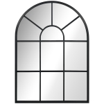 HOMCOM Specchio Moderno a Parete e a forma di Arco 70x50 cm per Camera da Letto e Soggiorno, in Metallo Nero e Vetro