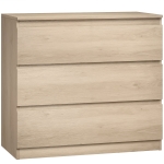 HOMCOM 3-Drawer Storage Organiser Unit, Chest of Drawers for Bedroom, Living Room, 80 x 39 x 73cm, Oak