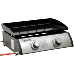 Outsunny Gas Plancha Barbecue Grill with 2 Stainless Steel Burner, 5kW, Portable Tabletop Gas BBQ with Non-Stick Griddle for Camping Picnic Garden Party Festival