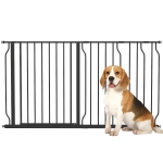 PawHut Extra Wide Dog Safety Gate, with Door Pressure, for Doorways, Hallways, Staircases - Black