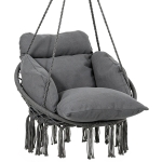 Outsunny Chaise suspendue avec grand coussin rembourré hamac fauteuil suspendu à franges kit de suspension 80 x 60 x 40 cm gris foncé